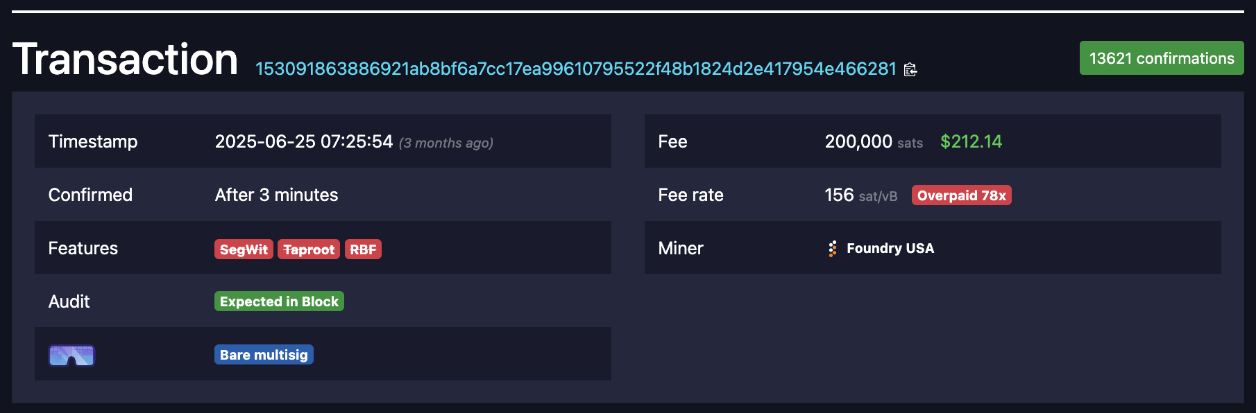Figure: 200,000 sat transaction fee for AnuCoin.